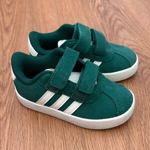Adidas Kids Forest Green Sneakers with White Stripes